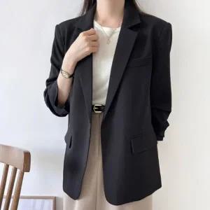 [다잇템] 여성 싱글 슬릿 베이직 소매셔링 롱슬리브 자켓