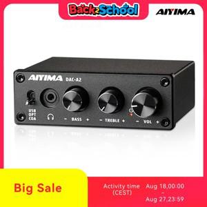 이동식앰프 스피커 AIYIMA DAC-A2 하이파이 오디오 디코더 USB 헤드폰 앰프 동축 광 출력 스테레오 게이밍
