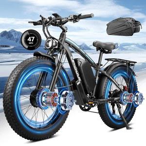 성인용 Cendouk 5000W 52V 듀얼 모터 전기 자전거 40-47MPH 24인치 32AH 배터리 100마일 주행 범위, 유압 디스크 브레이크 리어 백 팻 타이어 모든 지형용