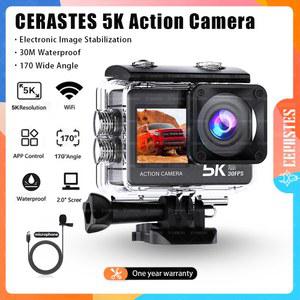액션캠 60FPS 손떨림 5K 30m 스포츠 와이파이 4K CERASTES 액션 카메라 리모컨 방수 듀얼 스크린 170 광각 포함 방지