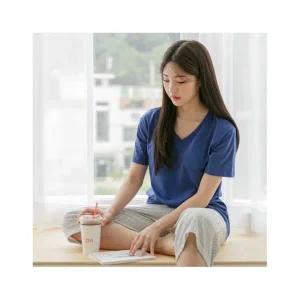 컴포트랩 노브라티 면 베이직 V넥 반팔티