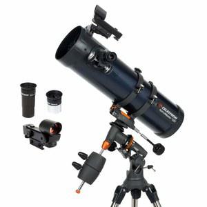 Celestron - AstroMaster 114EQ Newtonian 망원경 초보자를 위한 반사 전체 코팅 유리 광학 렌즈 높이 조절 가능한 삼각대 추가 천문학 소프트웨어 패키지 증정