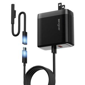 EG evgoer 65W Surface Pro 충전기, 3/4/5/6/7/8/9/10/X/11/12 전원 어댑터용 Microsoft Windows Book/노트북/태블릿 모두 호환, 44W 36W 지원