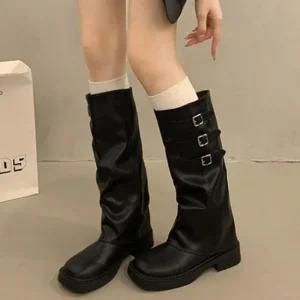 롱구두 부티 봄구두 봄신발 로우힐 부츠 겨울 통굽