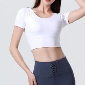 여성용 스포츠용 탱크 트랙수트 반소매 U넥 티