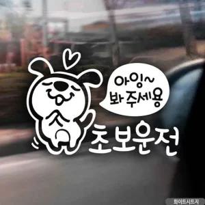 초보운전 자동차 스티커 안전운전 안내 화이트 시트지 아잉봐주세요 초보운전 차량스티커