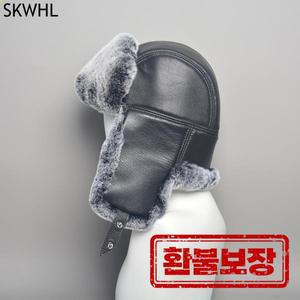 러시아 남자 따뜻한 진짜 렉스 토끼 모피 봄버 모자 푹신한 100% 천연 양가죽 겨울 신상