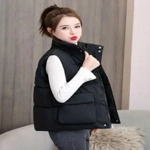 고품질 여자 2컬러 따뜻한 하이넥 겨울 포켓 패딩조끼 (WFK2IS0)