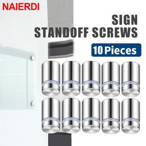 NAIERDI-스테인레스 스틸 벽 마운트 릴 유리 패스너 하드웨어 10 조각 사인 스탠드 오프 나사 12mm