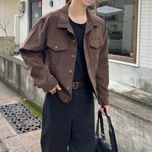 남자 코듀로이 자켓 크롭 트러커 가을 남친룩