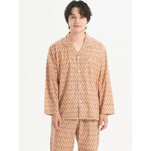 [하프클럽/]오리엔탈 긴팔 순면 남성 빅사이즈 잠옷 세트