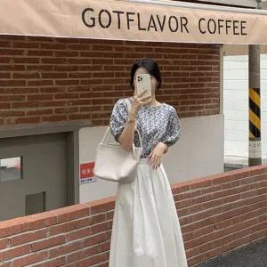 A라인 하이웨스트 플레어 롱 스커트