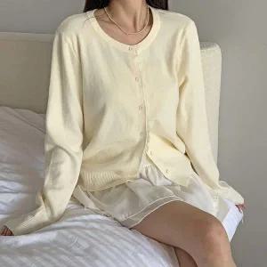 [하프클럽/]여성 비스코스 레이스 레이어드 긴팔 가디건