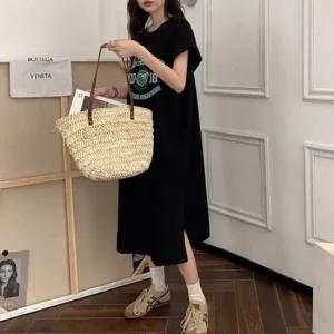 트임 반팔원피스 영문 여름원피스 롱원피스 여름 캐주