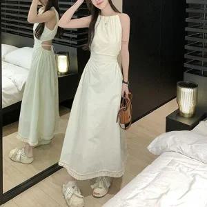 [하프클럽/]미니멀스타일 시크 홀터넥 허리트임 맥시원피스
