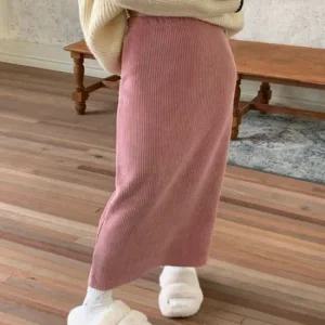 여성 겨울 코듀로이 골덴 롱스커트 밴딩 치마 데일리