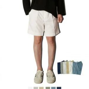 밴딩바지 밴딩 5부바지 면바지 핀턱 버뮤다반바지 버