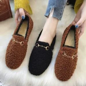 2컬러 빅사이즈 윈터 안감 뽀글이 따뜻 기모 플랫슈즈