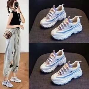 98599 어글리슈즈 블로킹 흰색 키높이 여성 운동화