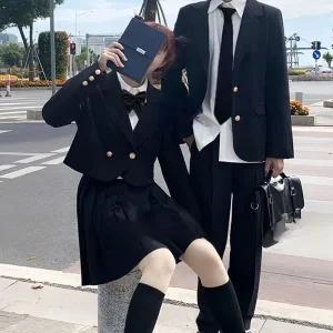 [하프클럽/]치마3종기장 블랙 여자 숏자켓 풀세트 교복 학생복