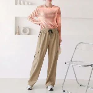 [하프클럽/]마르텡 골덴 버튼 카고 와이드바지 SD-250915