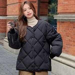 다이아몬트 여성 오버핏 퀄팅 경량패딩 자켓 라운드넥