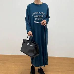 [하프클럽/] 롱레터링라운드원피스 BAV324M509 빅사이즈