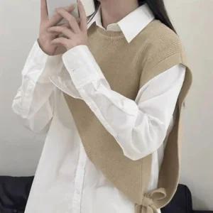 여성용 사선스트랩 삼각숄 가디건 케이프