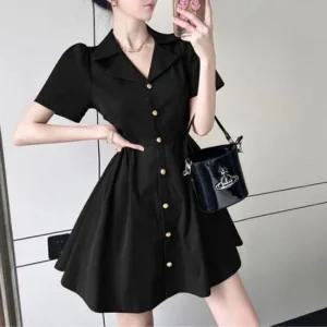 미친 주름 핀턱 나시원피스 볼륨감 브이넥 반팔 미니