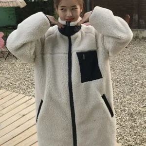 다색롱기장 뽀글이 블루종 트렌디 레트로 후리스 웰론 양털자켓 (WFK1YF4)
