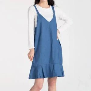 가을 하객룩 티셔츠포함 나들이 간절기 데일리 여자멜빵프릴긴팔원피스 (WFK0F7U)