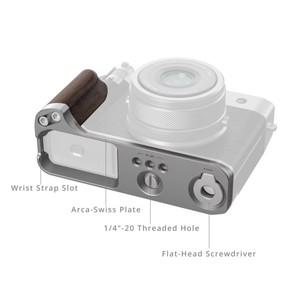 FUJIFILM GFX100RF용 나무 손잡이가 있는 SmallRig L자형 마운트 플레이트 셔터 버튼 캡이 양면 그립 Arca-