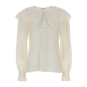 러플 칼라 실크 셔츠 CH25WHT07005 107