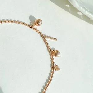 [콩심팥심]믹스 딸랑이 팔찌 볼 체인18k로즈골드17cm