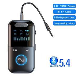 LED 블루투스 5.4 어댑터 송신기 리시버 무선 오디오 3.5mm AUX 음악 MP3 플레이어 스피커 헤드폰용 TF 카
