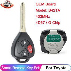 KEYECU Toyota Hilux Vigo 4Runner 2003 헤드 키 리모컨, 3 버튼 B42TA 433MHz 4D67/G 칩