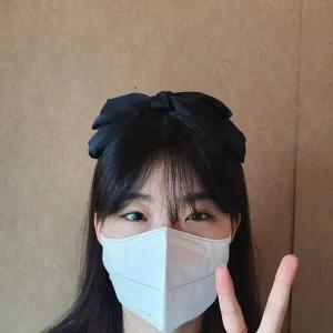 헤어 스타일링 왕리본 머리띠 블랙 (WFJY1FC)