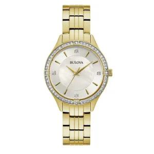 Bulova 부로바 여성용 크리스탈 액센트 골드 스테인리스 스틸 쿼츠 시계 32MM 98L274 544680