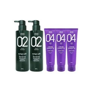 [아모스][amos] 아모스 녹차실감 샴푸 500g 2개+컬링 에센스 2X 150ml 3개