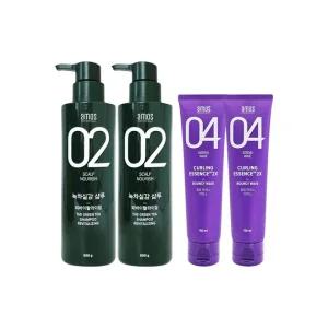 [아모스][amos] 아모스 녹차실감 샴푸 500g 2개+컬링 에센스 2X 150ml 2개