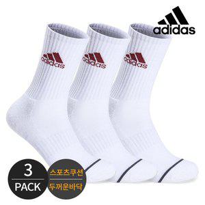 [아디다스] 남성 쿠션 컬러 로고 크루삭스 3P_WH