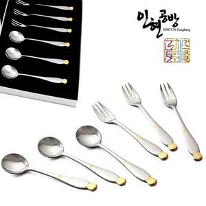 [프리미엄 티스푼포크세트] 골드 왕관 티스푼3P+티포크3P 종합세트 IHT-Q06g