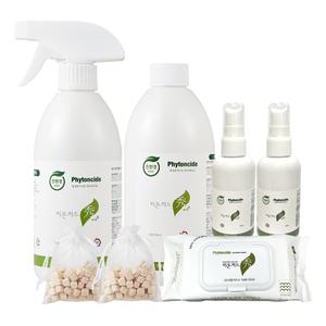 피톤치드수 편백수 탈취제 피톤치드 스프레이 500ml+리필500ml+휴대용2개+편백칩2개+물티슈(72매)