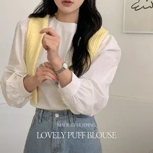 핫핑 [데일리/하객룩] 모렌트 라운드 퍼프블라우스