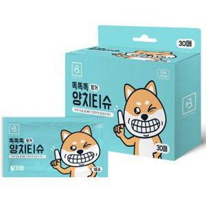 강아지 고양이 양치 티슈 애견 손가릭 30매 칫솔 딸기향 용품 강야지 손가락 애완 위생