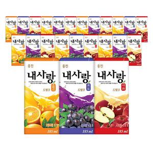 내사랑 드링크 185ml 3종 포도 사과 오렌지 혼합 24팩 주스