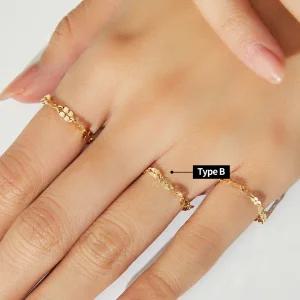14K 볼륨 클로버 체인 반지 Type B