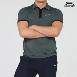 슬레진저 남성 헤링본 카라 반팔 티셔츠 블랙