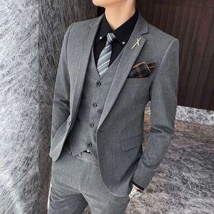 봄 캐주얼 비즈니스 남자 조끼 정장 30대 20대 남성 3피스 스트라이프 수트 빅사이즈