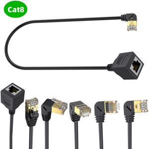 익스텐션 케이블 코드 직각 엘보 8P CAT8 수-암 연장 라인 와이어 Rj45 어댑터